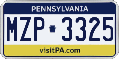 PA license plate MZP3325
