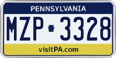 PA license plate MZP3328
