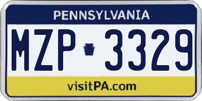 PA license plate MZP3329