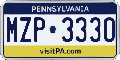 PA license plate MZP3330