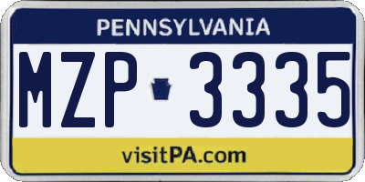 PA license plate MZP3335
