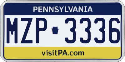 PA license plate MZP3336