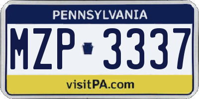 PA license plate MZP3337