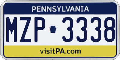 PA license plate MZP3338