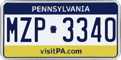 PA license plate MZP3340
