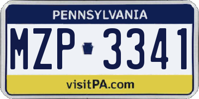 PA license plate MZP3341