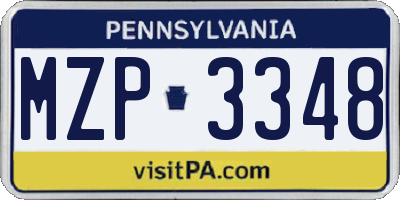 PA license plate MZP3348