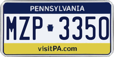 PA license plate MZP3350