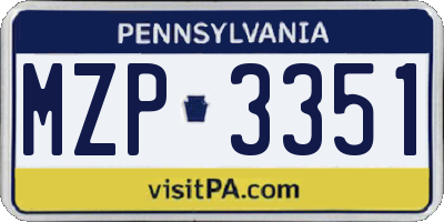 PA license plate MZP3351