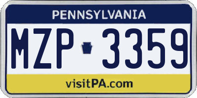 PA license plate MZP3359