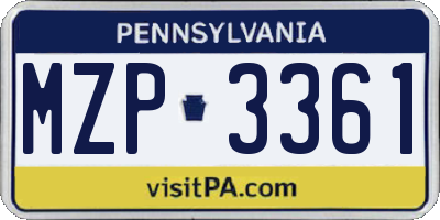 PA license plate MZP3361