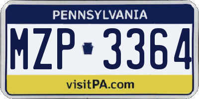 PA license plate MZP3364