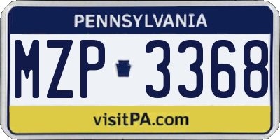 PA license plate MZP3368