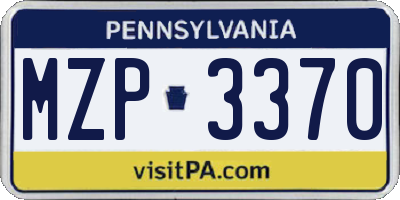 PA license plate MZP3370