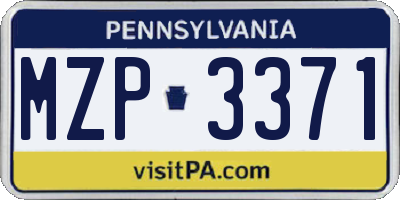 PA license plate MZP3371