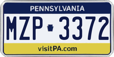 PA license plate MZP3372