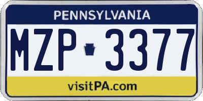PA license plate MZP3377