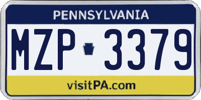 PA license plate MZP3379