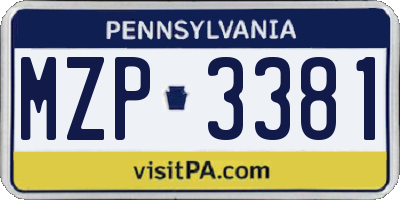 PA license plate MZP3381