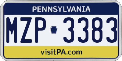 PA license plate MZP3383