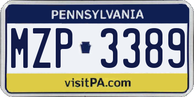 PA license plate MZP3389