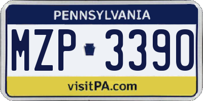 PA license plate MZP3390