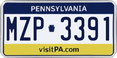 PA license plate MZP3391