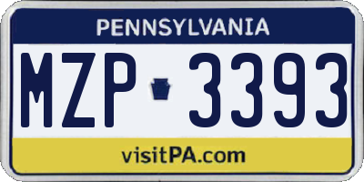 PA license plate MZP3393