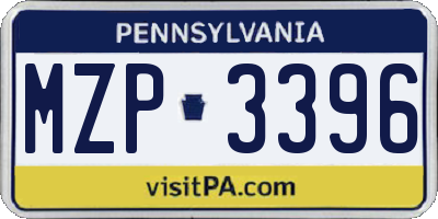 PA license plate MZP3396