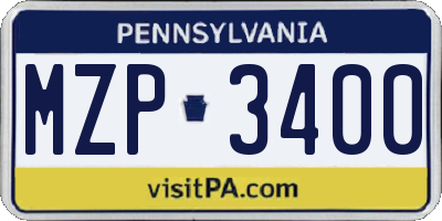 PA license plate MZP3400