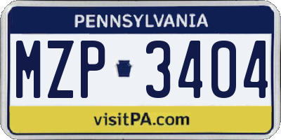 PA license plate MZP3404