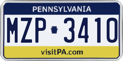 PA license plate MZP3410