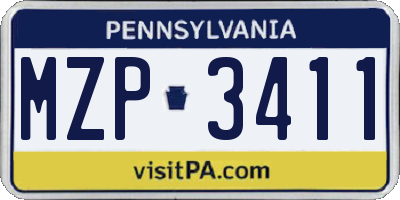PA license plate MZP3411
