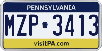 PA license plate MZP3413