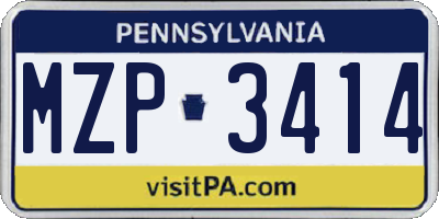 PA license plate MZP3414