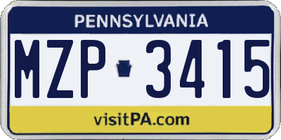 PA license plate MZP3415