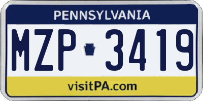 PA license plate MZP3419