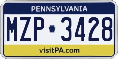 PA license plate MZP3428