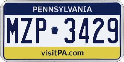 PA license plate MZP3429