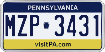 PA license plate MZP3431