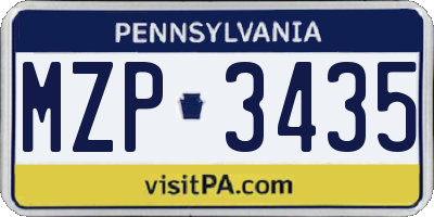 PA license plate MZP3435
