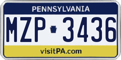 PA license plate MZP3436