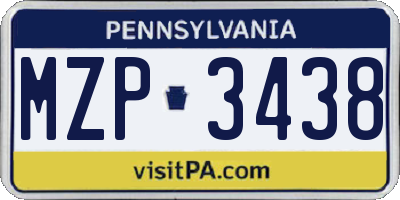 PA license plate MZP3438