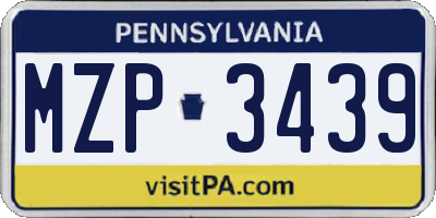 PA license plate MZP3439