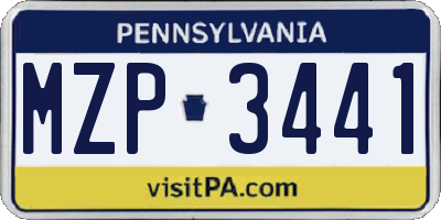 PA license plate MZP3441