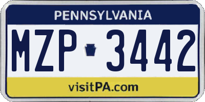 PA license plate MZP3442