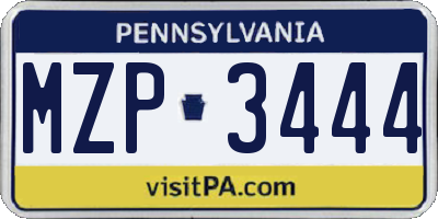 PA license plate MZP3444