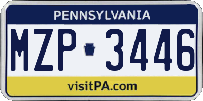 PA license plate MZP3446