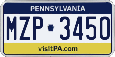 PA license plate MZP3450