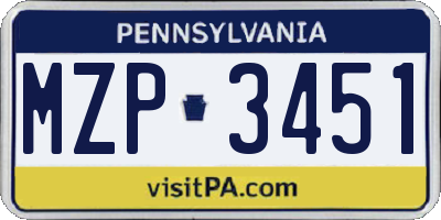 PA license plate MZP3451
